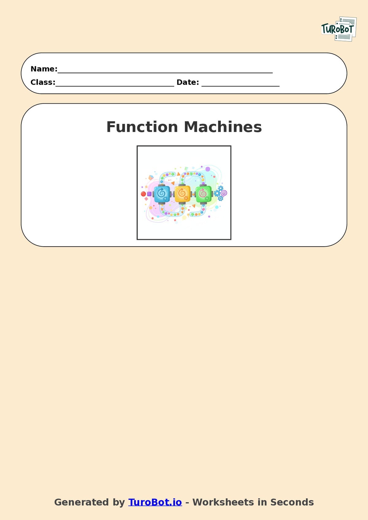 Year 7 Math Worksheet – Function Machines