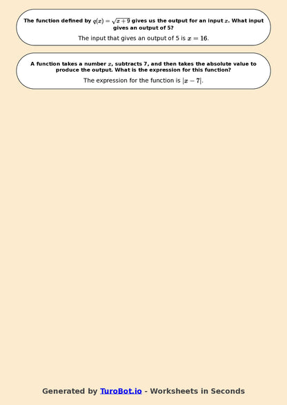 Year 7 Math Worksheet – Function Machines