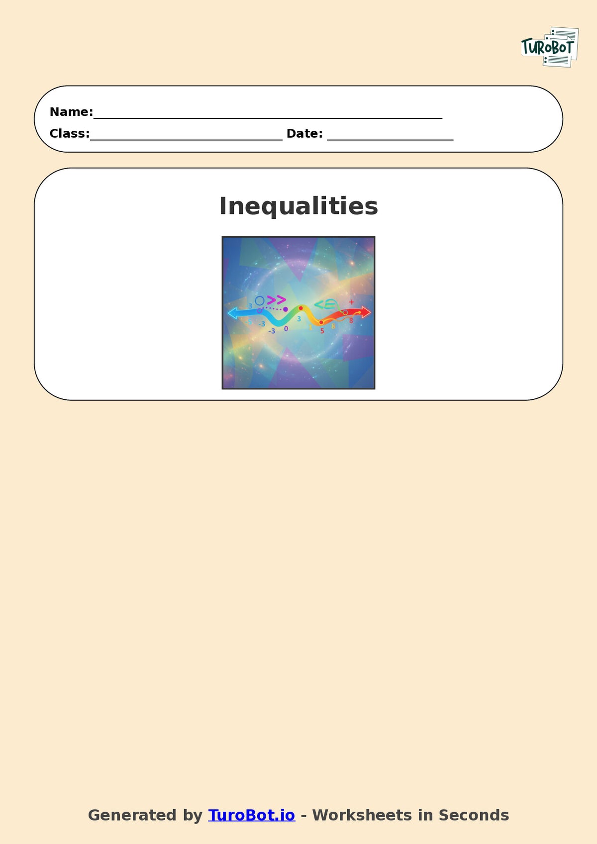 Year 7 Math Worksheet – Inequalities Basics 2