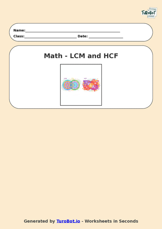 Year 7 Math Worksheet – LCM and HCF