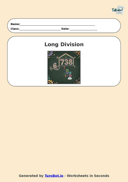 Year 7 Math Worksheet – Long Division 2