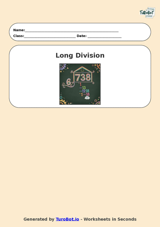 Year 7 Math Worksheet – Long Division 2