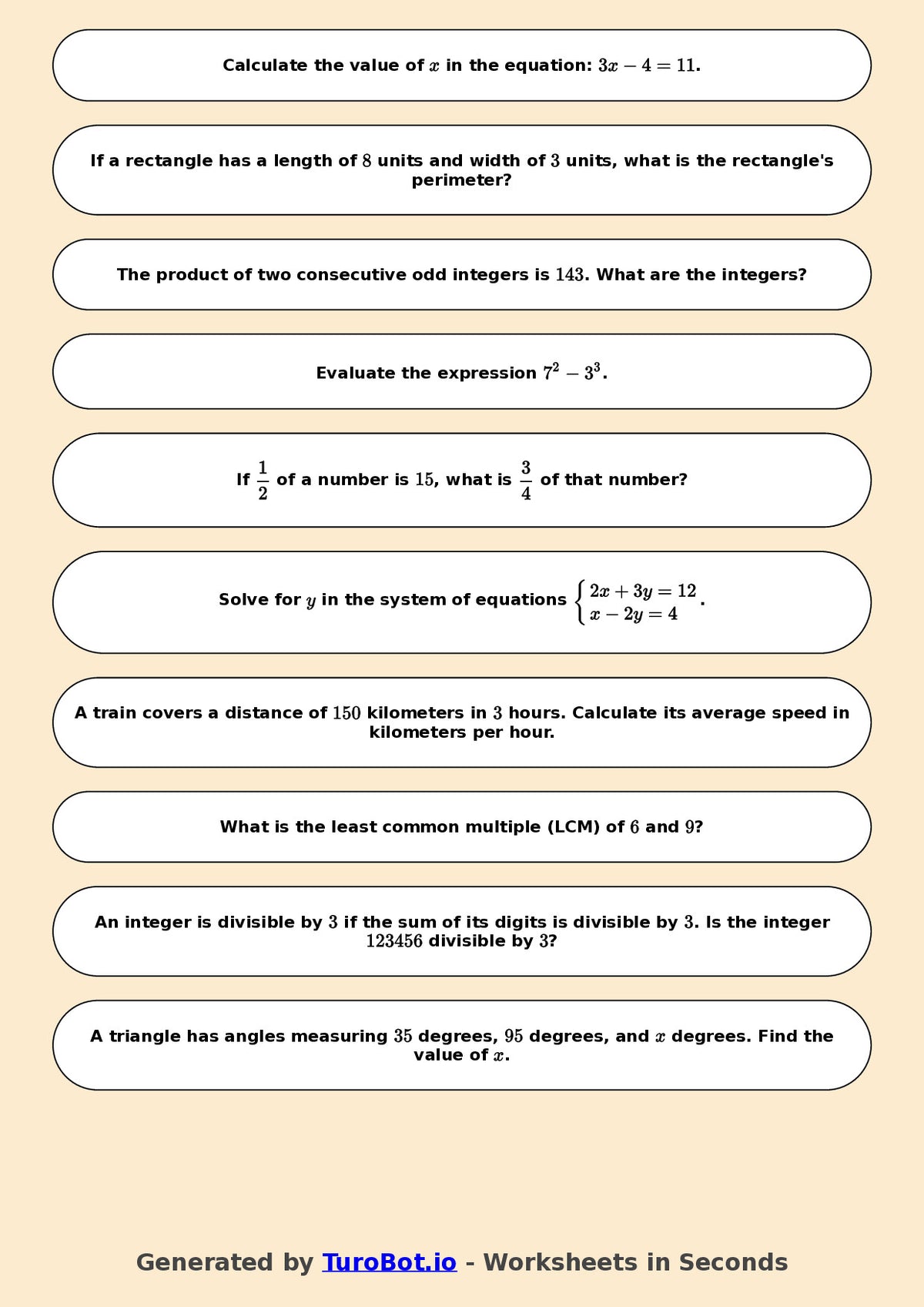 Year 7 Math Worksheet – Mixed Integer Operations 2
