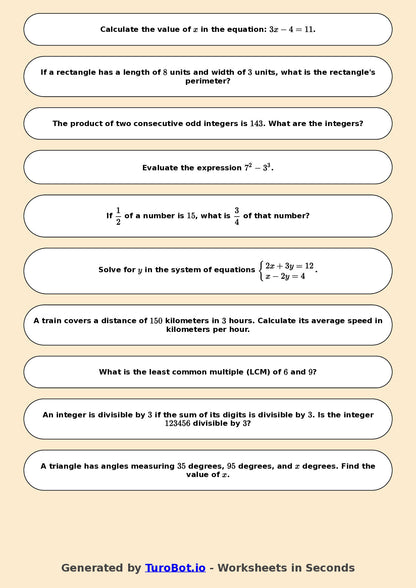 Year 7 Math Worksheet – Mixed Integer Operations 2