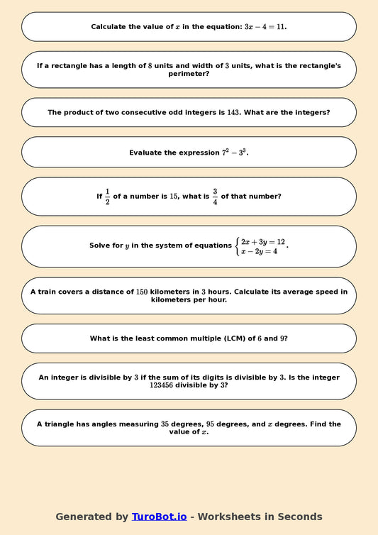Year 7 Math Worksheet – Mixed Integer Operations 2