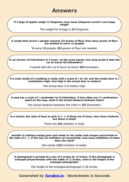 Year 7 Math Worksheet – Multi-Step Proportion Problems