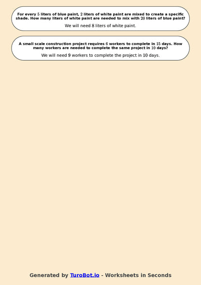 Year 7 Math Worksheet – Multi-Step Proportion Problems