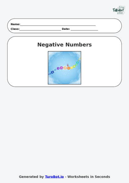 Year 7 Math Worksheet – Negative Number Word Problems