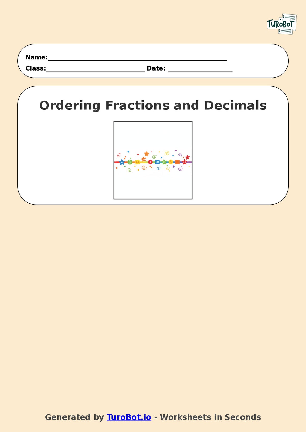 Year 7 Math Worksheet – Ordering Fractions and Decimals 2