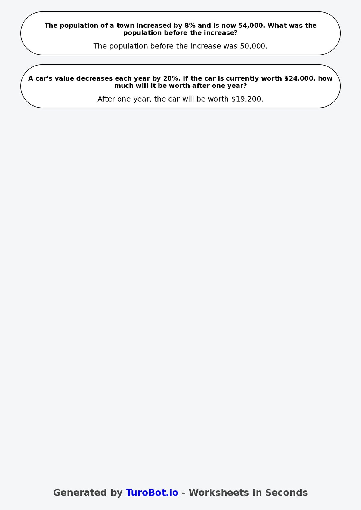 Year 7 Math Worksheet – Percentages of Amounts 2