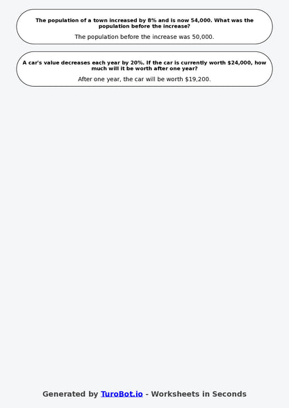 Year 7 Math Worksheet – Percentages of Amounts 2