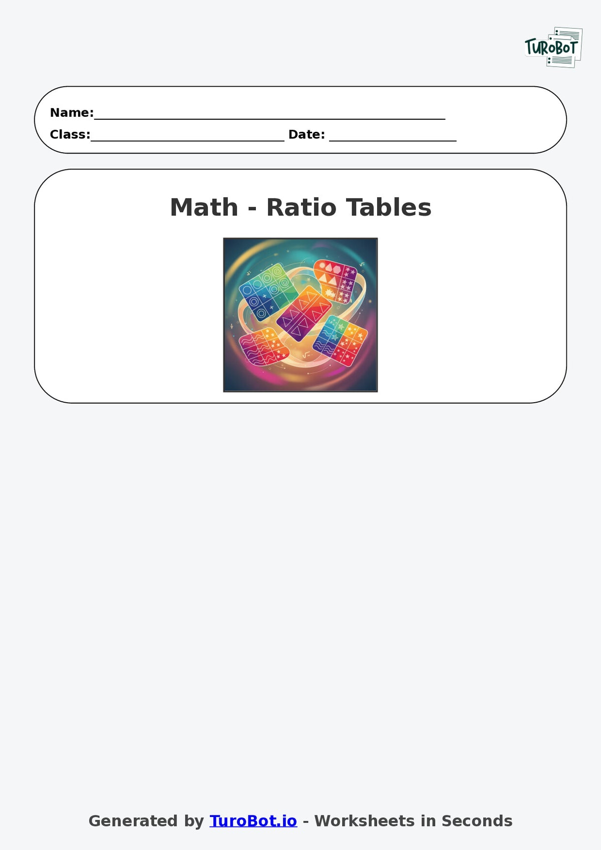Year 7 Math Worksheet – Ratio Tables