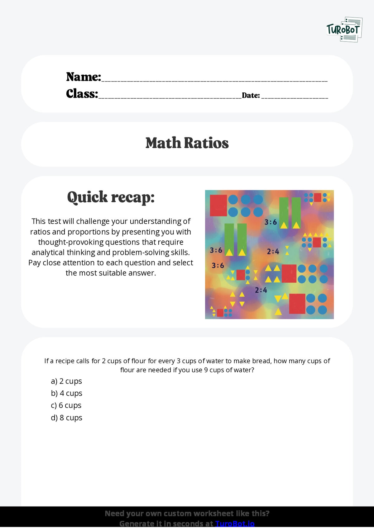 Free Worksheet - Year 7 Mathematics Ratios and Proportions Multiple Choice