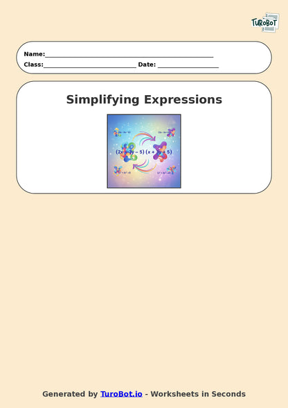 Year 7 Math Worksheet – Simplifying Expressions 2