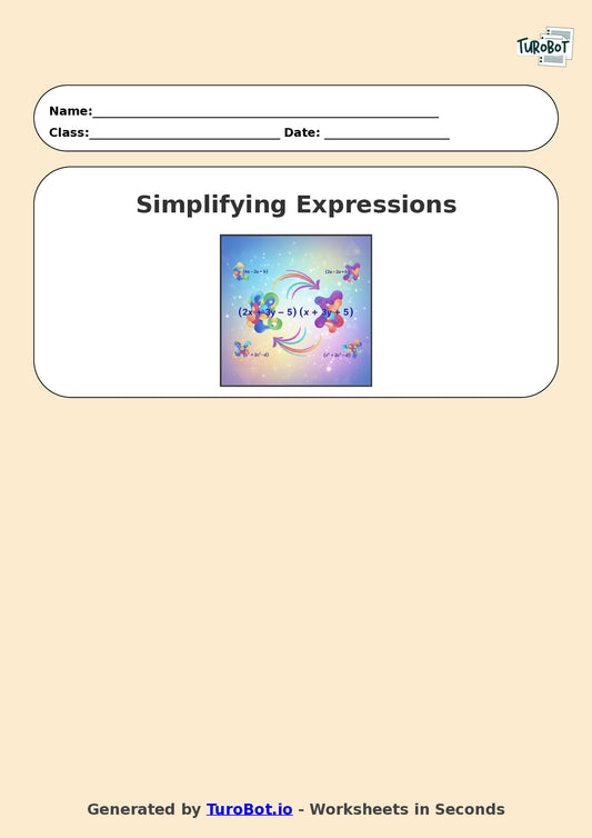Year 7 Math Worksheet – Simplifying Expressions 2