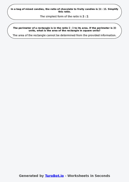 Year 7 Math Worksheet – Simplifying Ratios