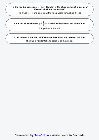 Year 7 Math Worksheet – Slope and Intercept Basics 2