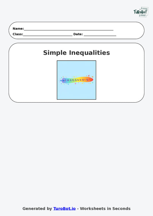 Year 7 Math Worksheet – Solving Simple Inequalities
