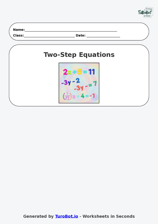 Year 7 Math Worksheet – Two-Step Equations 2