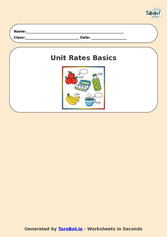 Year 7 Math Worksheet – Unit Rates Basics