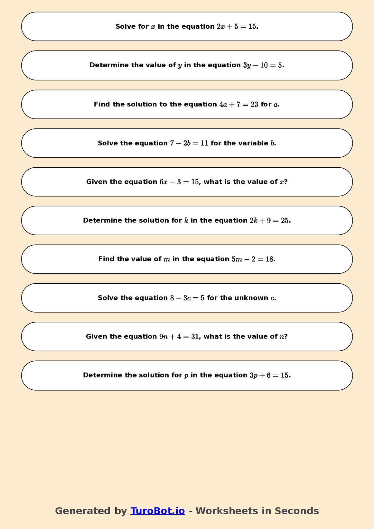 Math - Year 7 - Two Step Equations