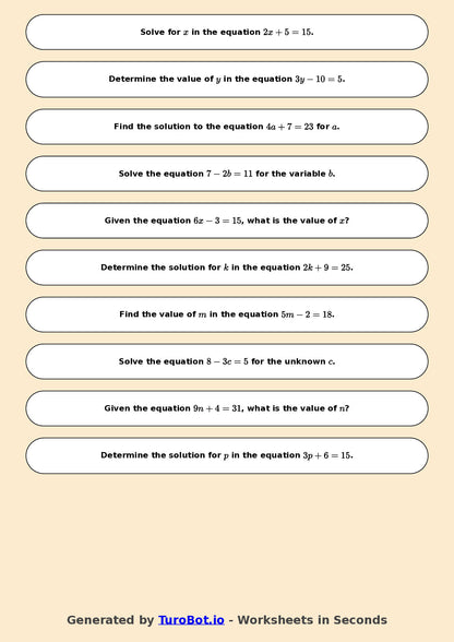 Math - Year 7 - Two Step Equations