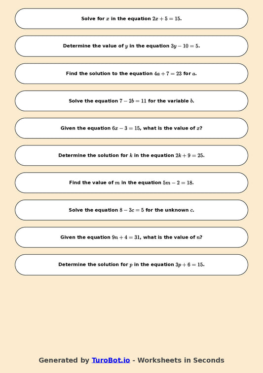 Math - Year 7 - Two Step Equations