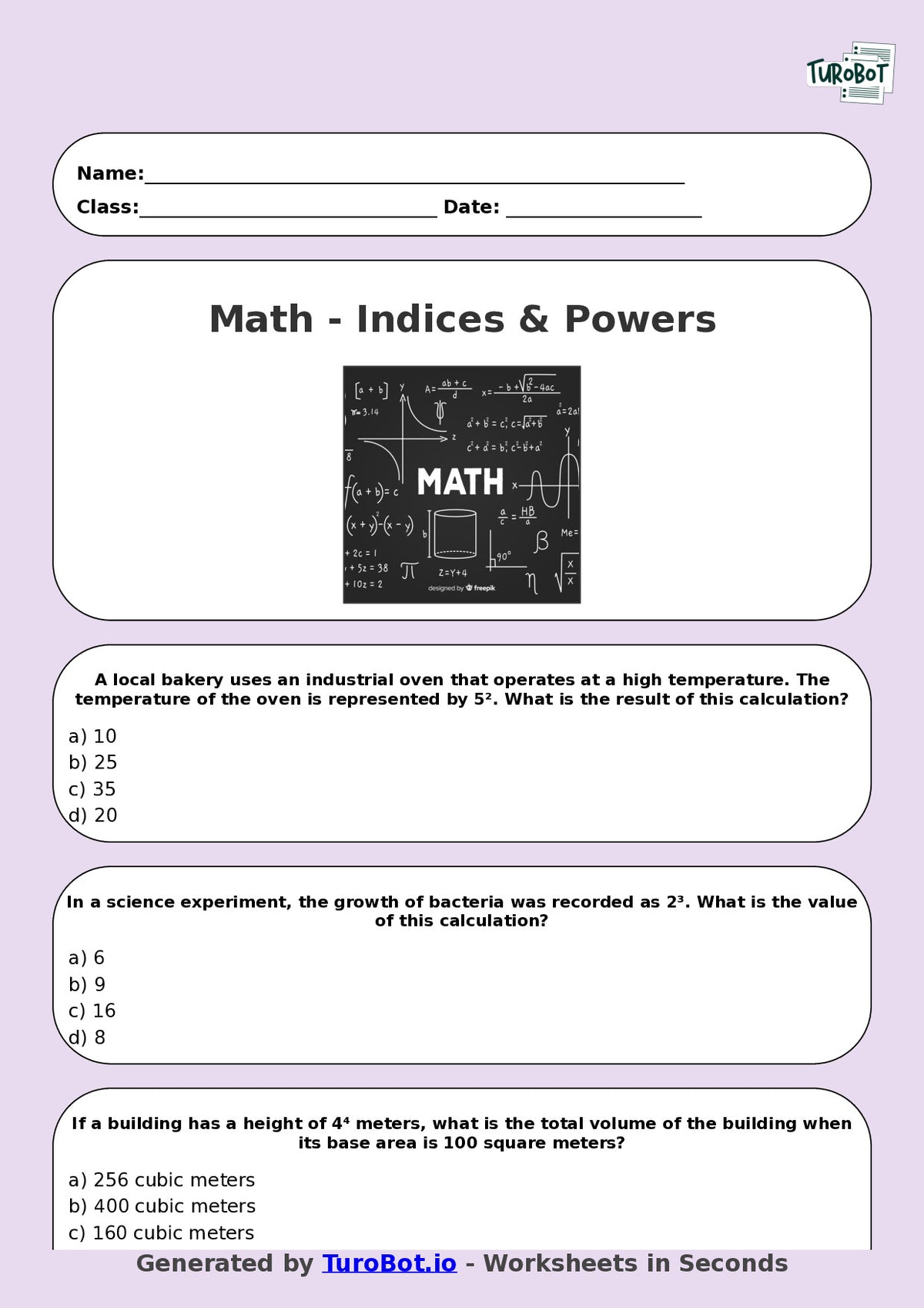 Math - Year 8 - Indices and Powers