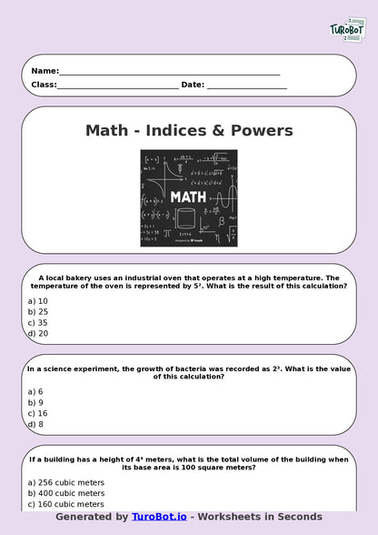 Math - Year 8 - Indices and Powers