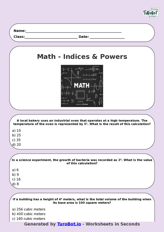 Math - Year 8 - Indices and Powers