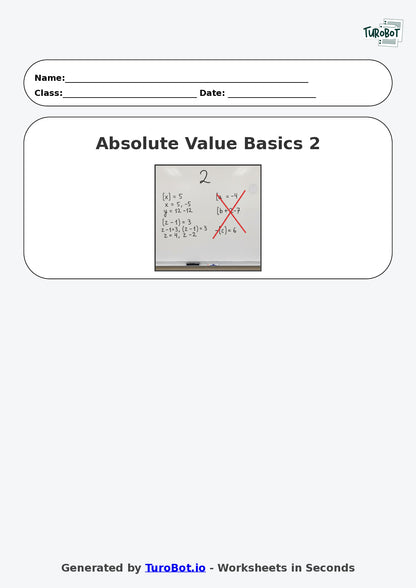 Year 8 Math Worksheet – Absolute Value Basics 2