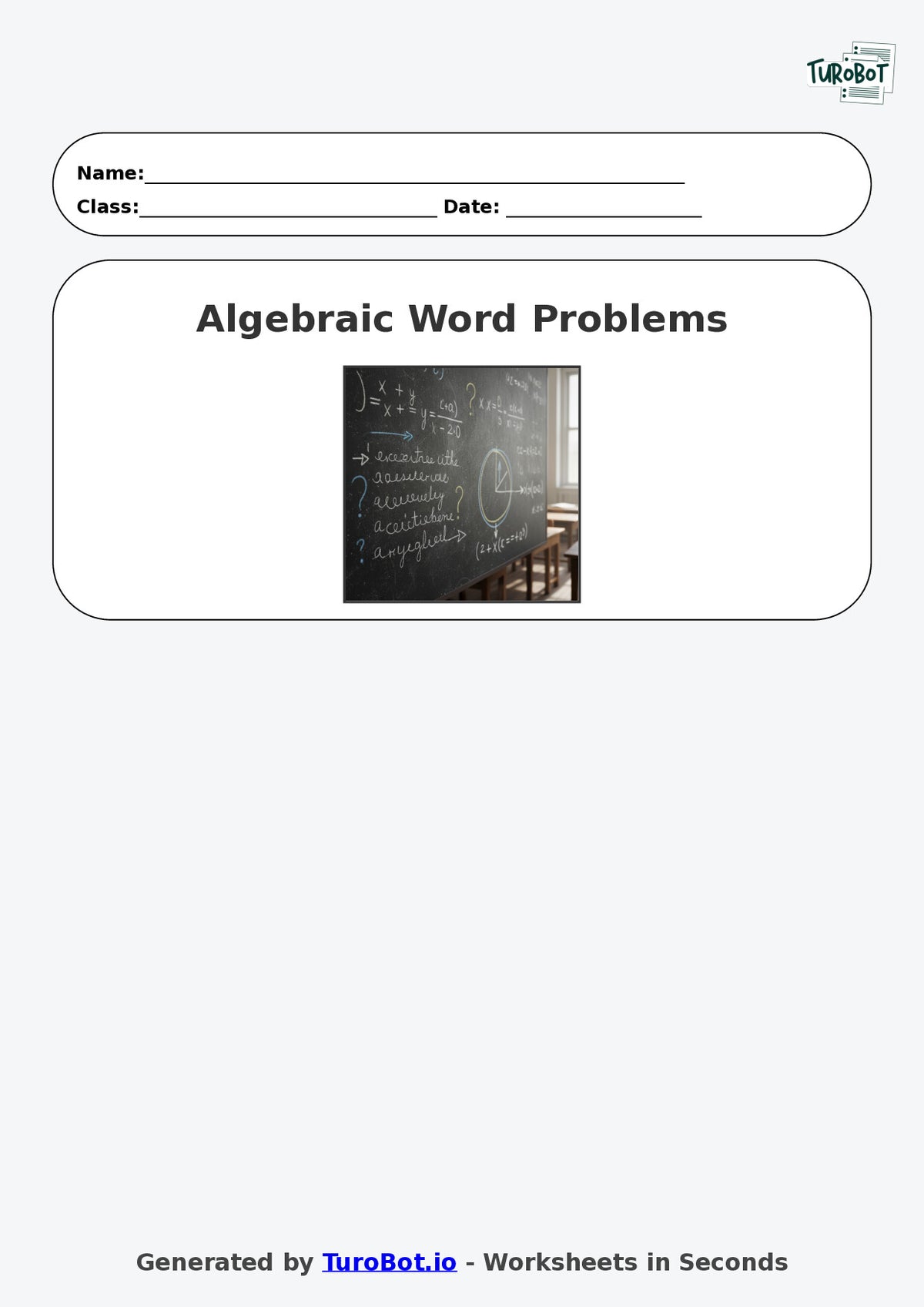 Year 8 Math Worksheet – Algebraic Word Problems 2