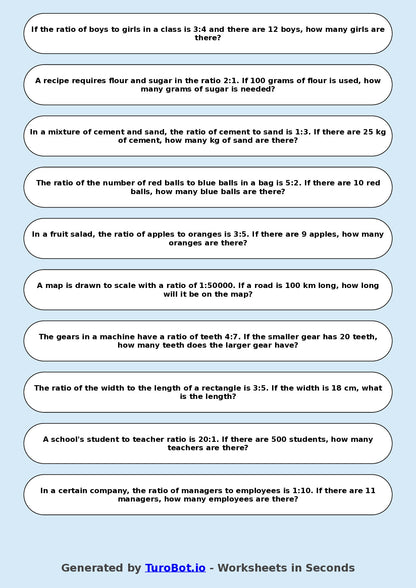 Year 8 Math Worksheet – Comparing Ratios