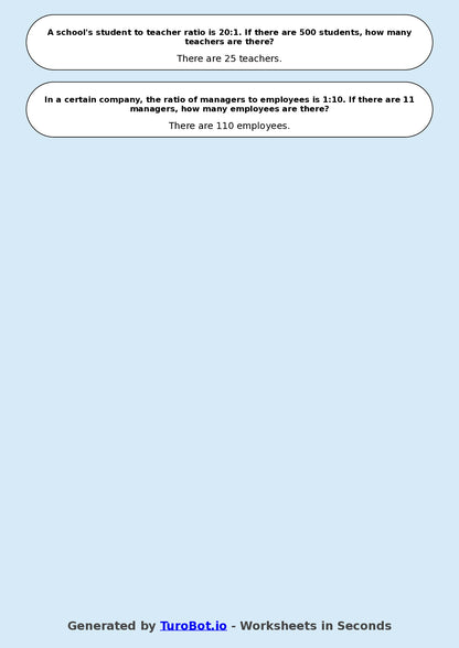 Year 8 Math Worksheet – Comparing Ratios