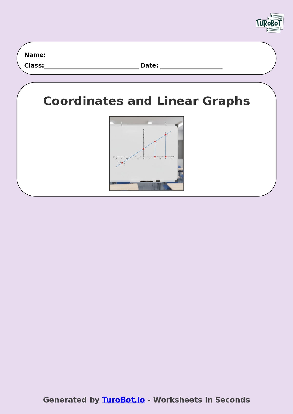 Year 8 Math Worksheet – Coordinates and Linear Graphs