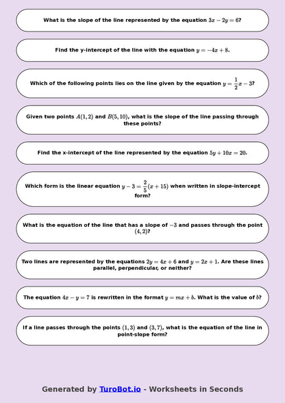 Year 8 Math Worksheet – Coordinates and Linear Graphs