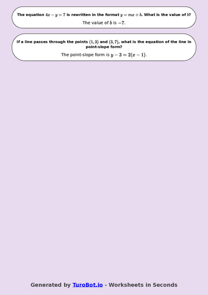 Year 8 Math Worksheet – Coordinates and Linear Graphs