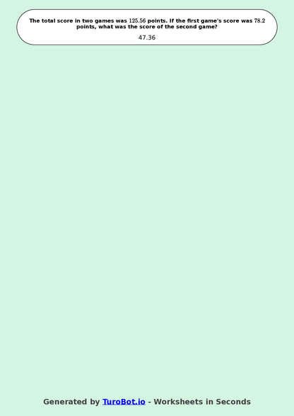 Year 8 Math Worksheet – Decimal Operations - Add and Subtract