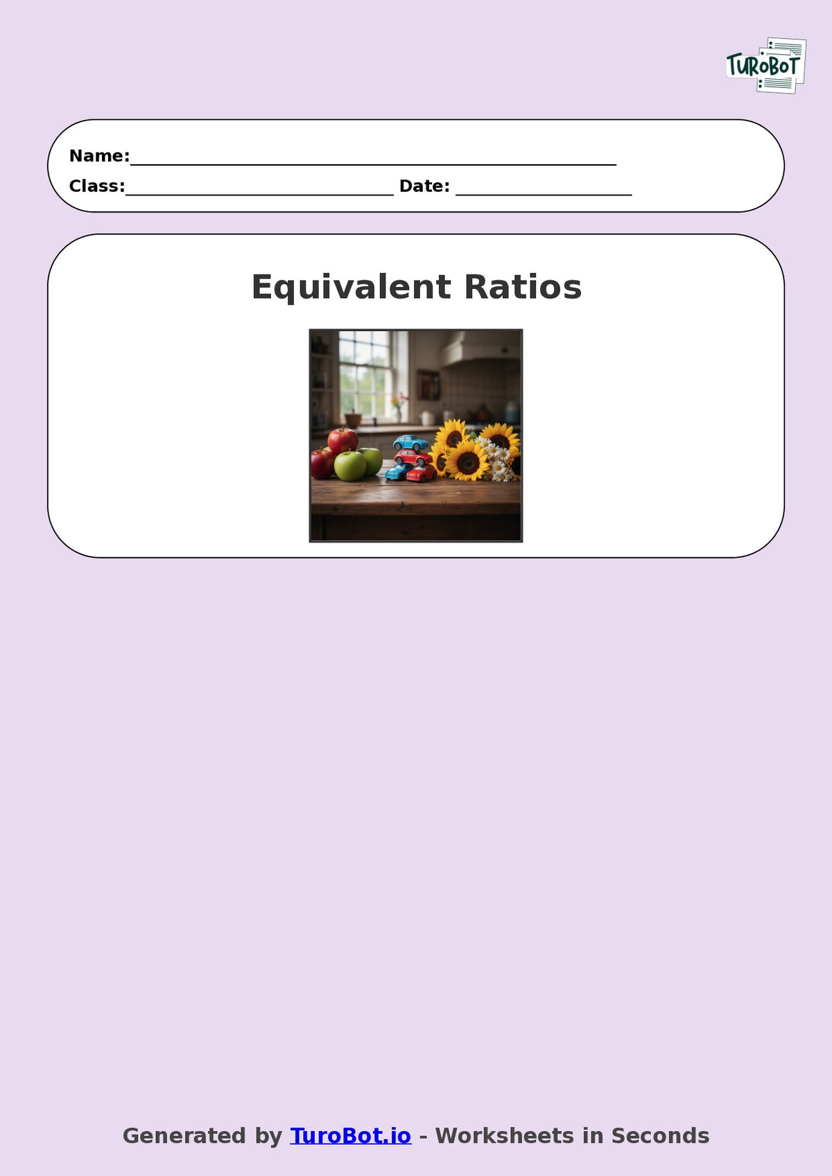 Year 8 Math Worksheet – Equivalent Ratios