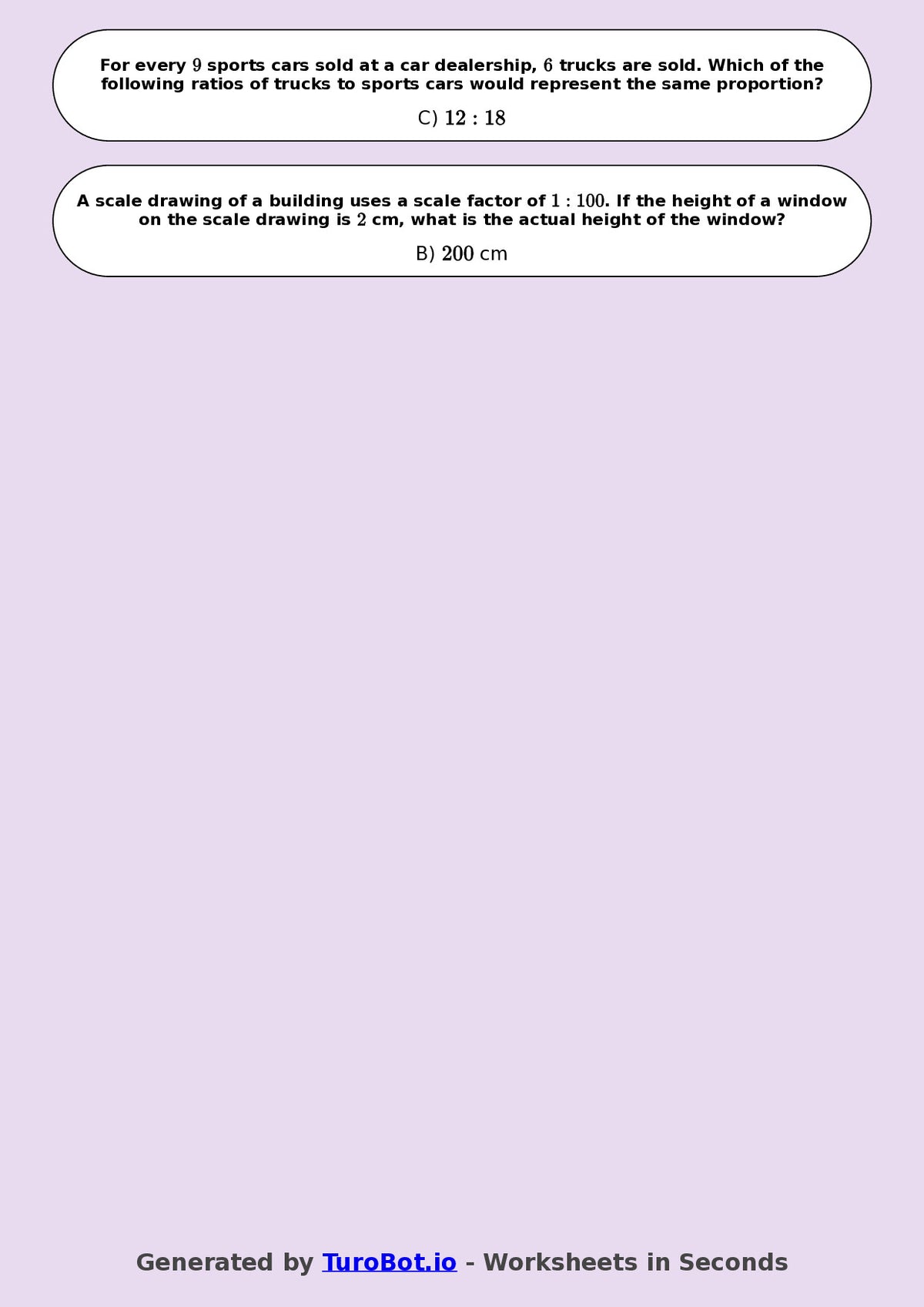 Year 8 Math Worksheet – Equivalent Ratios