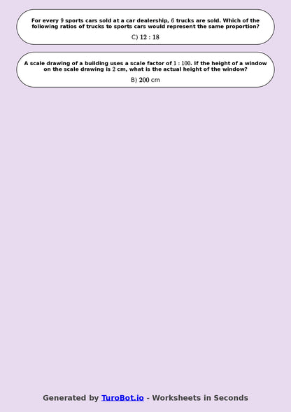 Year 8 Math Worksheet – Equivalent Ratios