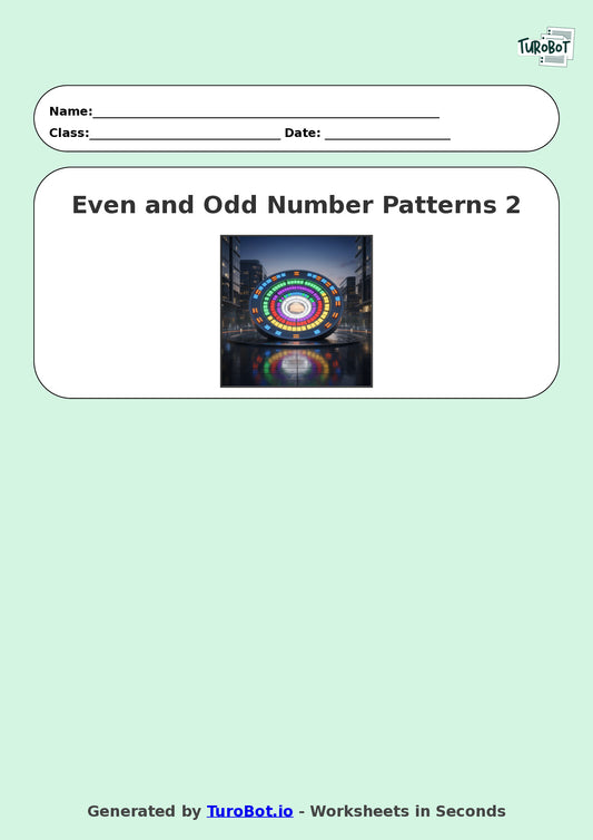 Year 8 Math Worksheet – Even and Odd Number Patterns 2