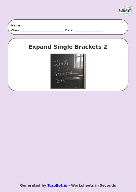 Year 8 Math Worksheet – Expand Single Brackets 2