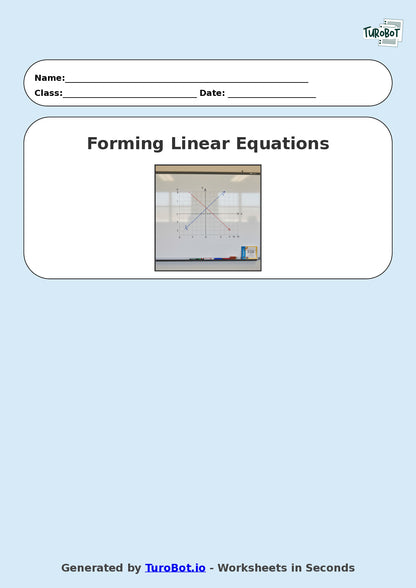 Year 8 Math Worksheet – Forming Linear Equations 2