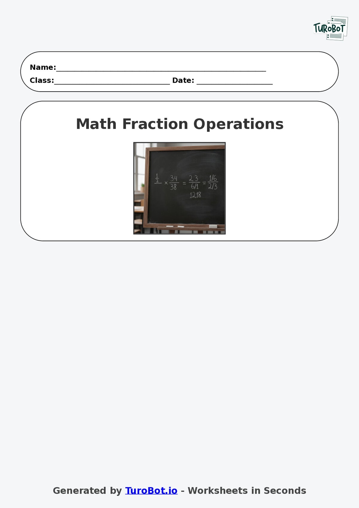 Year 8 Math Worksheet – Fraction Operations - Multiply and Divide 2