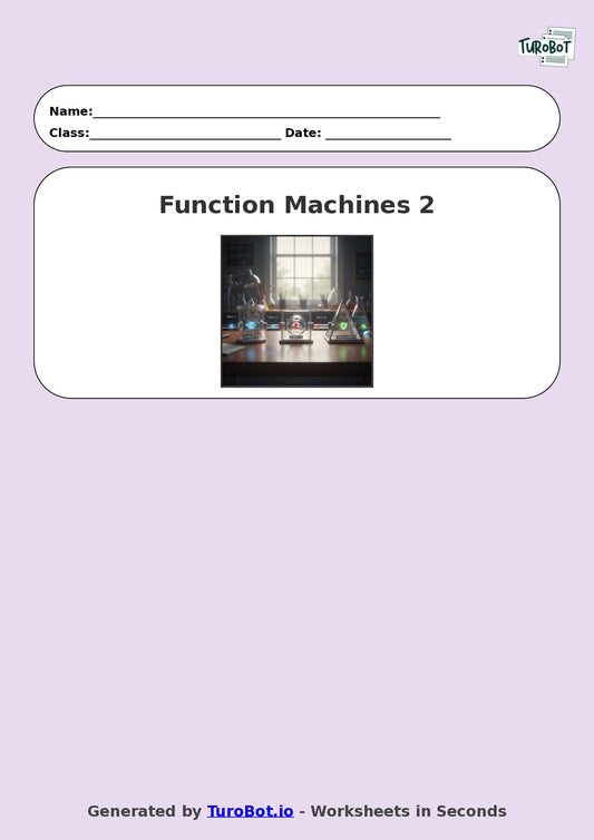 Year 8 Math Multiple Choice Worksheet – Function Machines 2