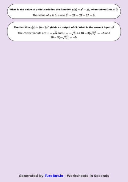 Year 8 Math Multiple Choice Worksheet – Function Machines 2