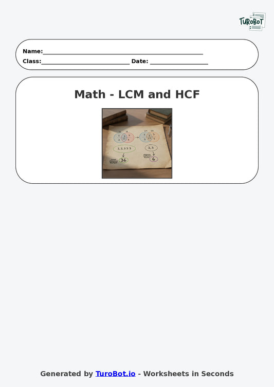 Year 8 Math Worksheet – LCM and HCF 2