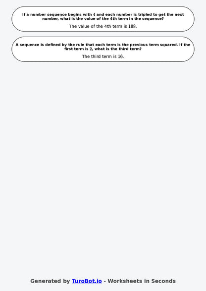 Year 8 Math Worksheet – Number Patterns and Sequences