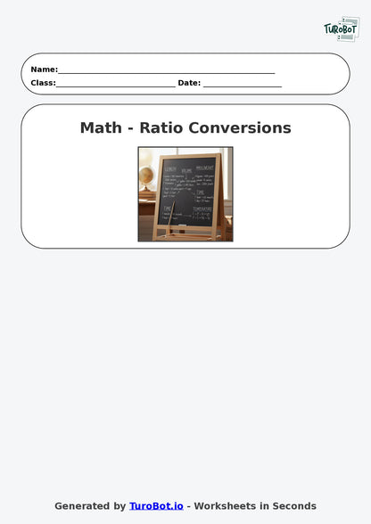 Year 8 Math Worksheet – Ratio Conversions with Measures